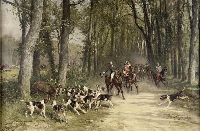 Le duc d'Orléans chassant à courre au Bosquet de Sylvie en 1841 - XIXe siècle - © Joconde - Chantilly - Musée Condé